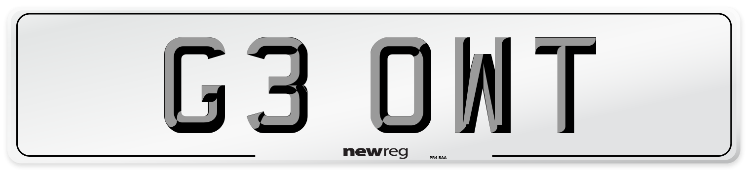 G3 OWT Number Plate from New Reg